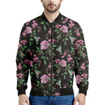 Vintage Floral Hummingbird Print Men's Bomber Jacket