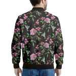 Vintage Floral Hummingbird Print Men's Bomber Jacket