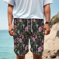 Vintage Floral Hummingbird Print Men's Cargo Shorts