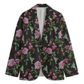 Vintage Floral Hummingbird Print Men's Cotton Blazer