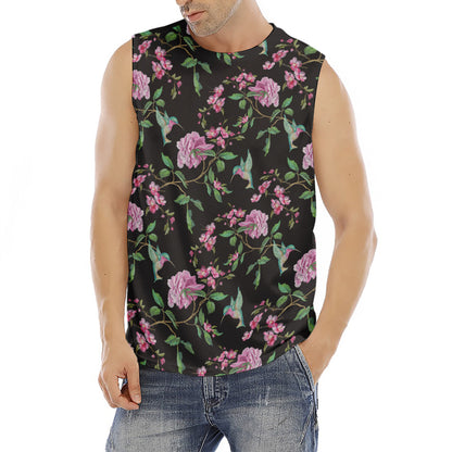 Vintage Floral Hummingbird Print Men's Fitness Tank Top