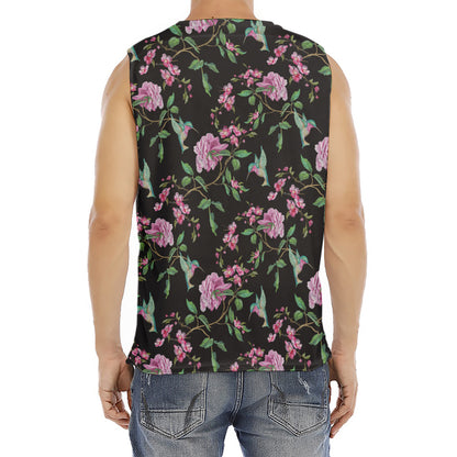 Vintage Floral Hummingbird Print Men's Fitness Tank Top