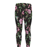 Vintage Floral Hummingbird Print Men's leggings