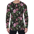 Vintage Floral Hummingbird Print Men's Long Sleeve T-Shirt