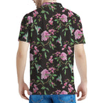 Vintage Floral Hummingbird Print Men's Polo Shirt