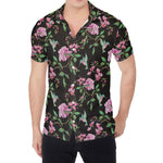 Vintage Floral Hummingbird Print Men's Shirt