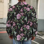 Vintage Floral Hummingbird Print Men's Shirt Jacket