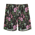 Vintage Floral Hummingbird Print Men's Athletic Shorts