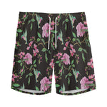 Vintage Floral Hummingbird Print Men's Sports Shorts