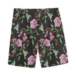 Vintage Floral Hummingbird Print Men's Sports Shorts