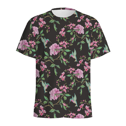 Vintage Floral Hummingbird Print Men's Sports T-Shirt