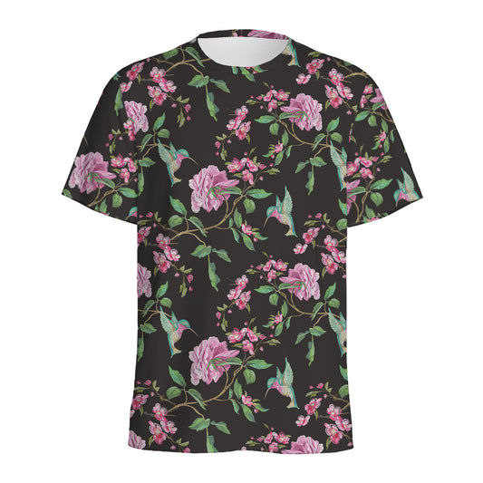 Vintage Floral Hummingbird Print Men's Sports T-Shirt