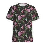 Vintage Floral Hummingbird Print Men's Sports T-Shirt