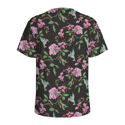 Vintage Floral Hummingbird Print Men's Sports T-Shirt