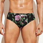 Vintage Floral Hummingbird Print Men's Swim Briefs