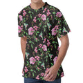 Vintage Floral Hummingbird Print Men's Velvet T-Shirt