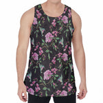 Vintage Floral Hummingbird Print Men's Velvet Tank Top