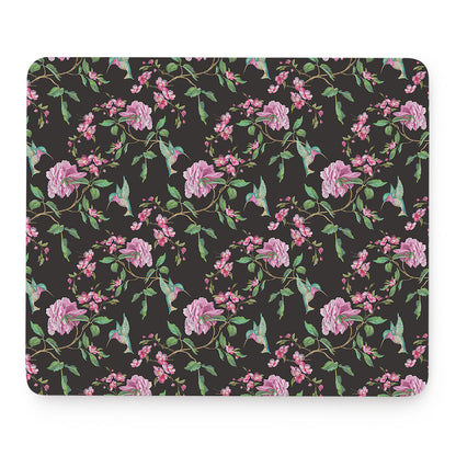 Vintage Floral Hummingbird Print Mouse Pad