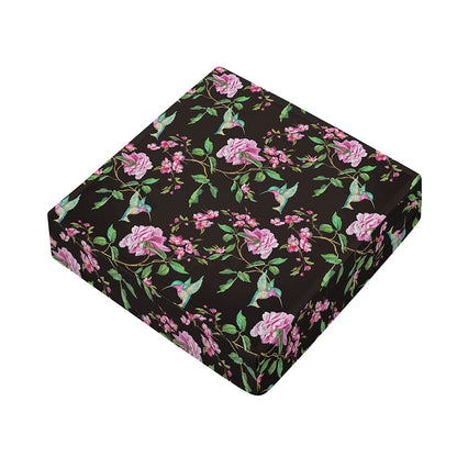 Vintage Floral Hummingbird Print Outdoor Seat Cushion Cover