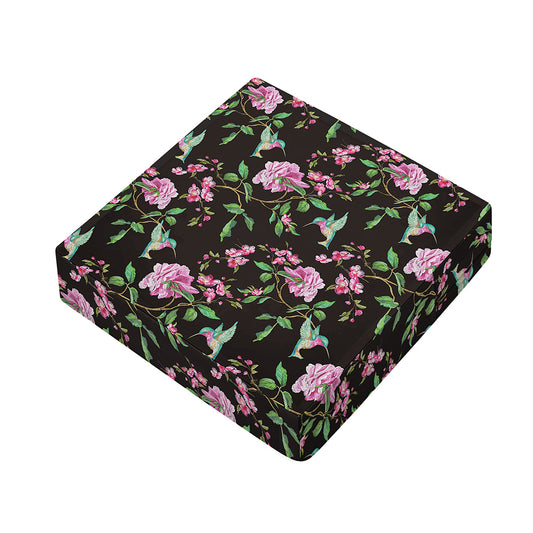 Vintage Floral Hummingbird Print Outdoor Seat Cushion Cover