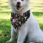 Vintage Floral Hummingbird Print Over The Collar Dog Bandana