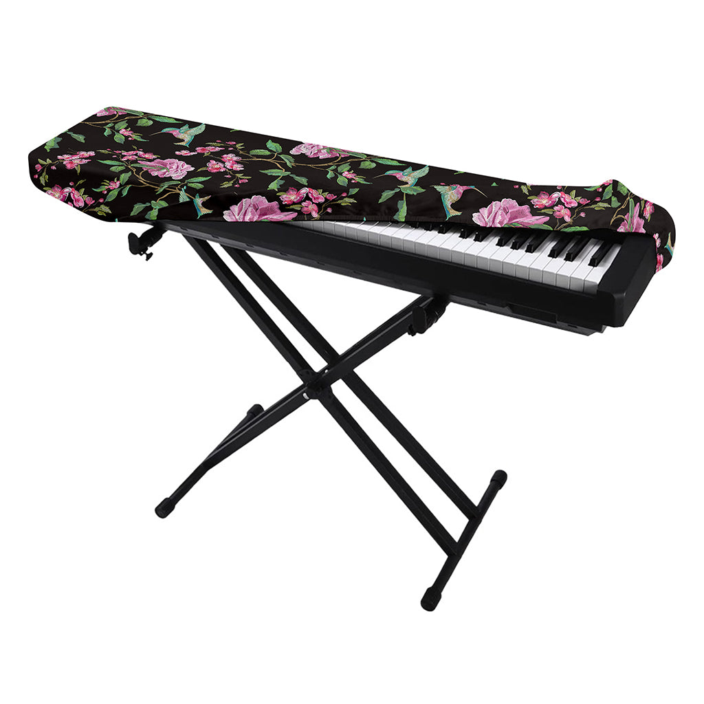 Vintage Floral Hummingbird Print Piano Keyboard Cover
