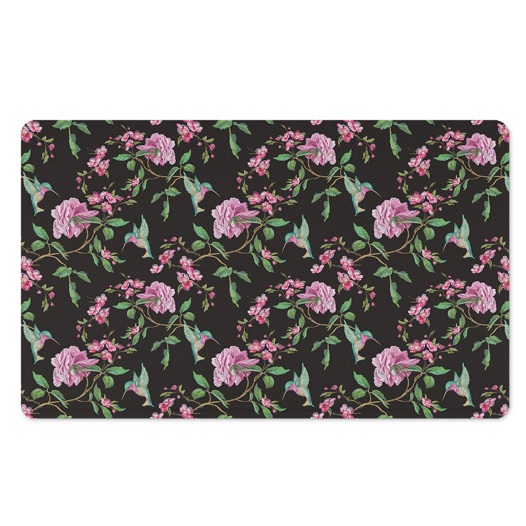 Vintage Floral Hummingbird Print Polyester Doormat