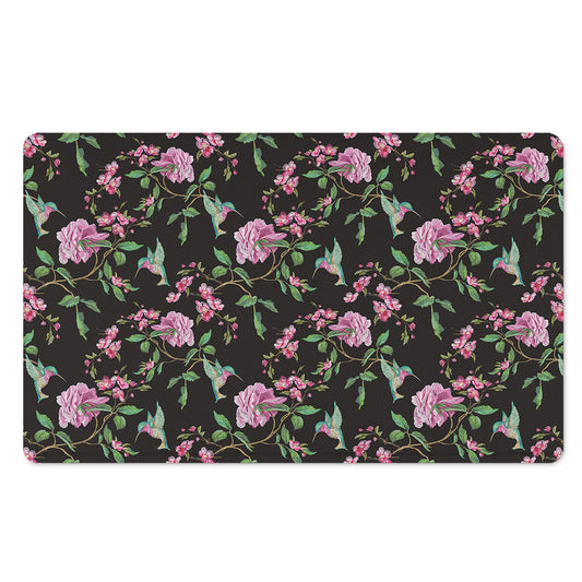 Vintage Floral Hummingbird Print Polyester Doormat