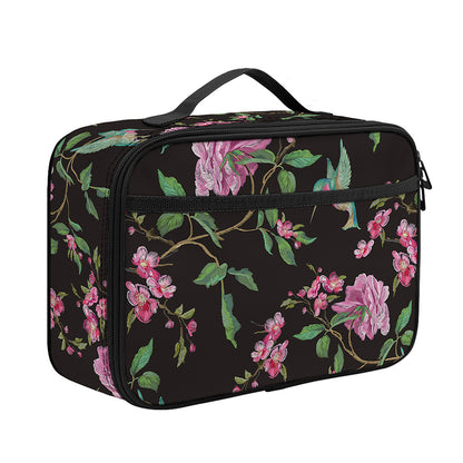 Vintage Floral Hummingbird Print Portable Lunch Bag
