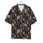 Vintage Floral Hummingbird Print Rayon Hawaiian Shirt