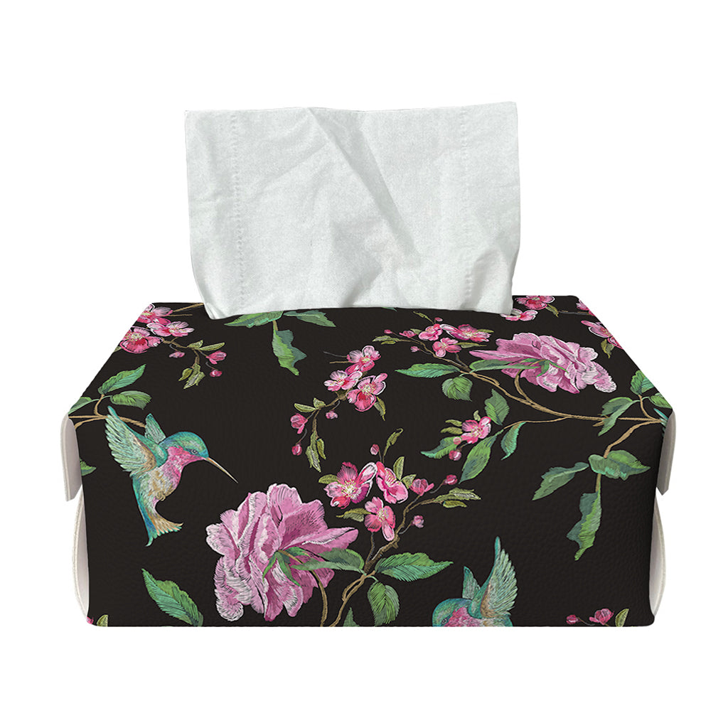 Vintage Floral Hummingbird Print Rectangle Tissue Box Cover
