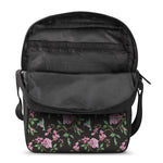 Vintage Floral Hummingbird Print Rectangular Crossbody Bag