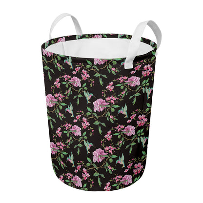 Vintage Floral Hummingbird Print Round Laundry Basket