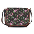 Vintage Floral Hummingbird Print Saddle Bag