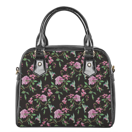 Vintage Floral Hummingbird Print Shoulder Handbag