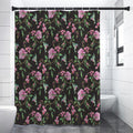 Vintage Floral Hummingbird Print Shower Curtain