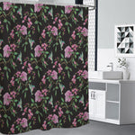 Vintage Floral Hummingbird Print Shower Curtain