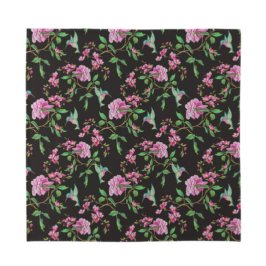 Vintage Floral Hummingbird Print Silk Bandana