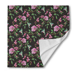 Vintage Floral Hummingbird Print Silk Bandana
