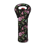 Vintage Floral Hummingbird Print Single Neoprene Wine Tote