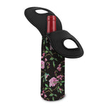 Vintage Floral Hummingbird Print Single Neoprene Wine Tote