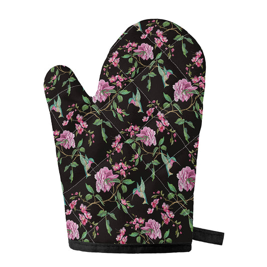 Vintage Floral Hummingbird Print Single Oven Mitt
