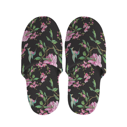 Vintage Floral Hummingbird Print Slippers
