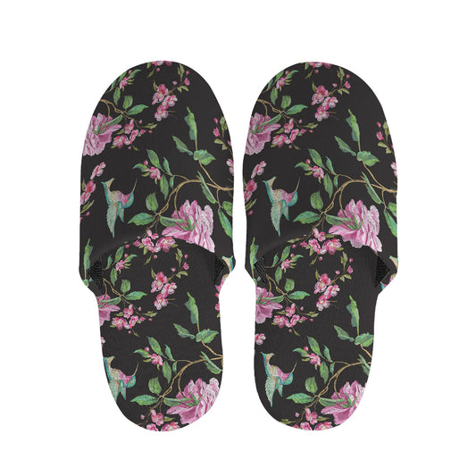 Vintage Floral Hummingbird Print Slippers