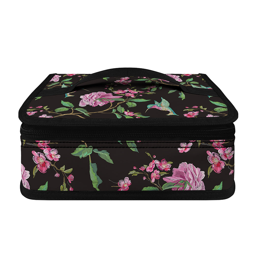 Vintage Floral Hummingbird Print Small Lunch Bag