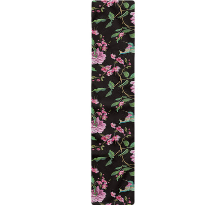 Vintage Floral Hummingbird Print Table Runner