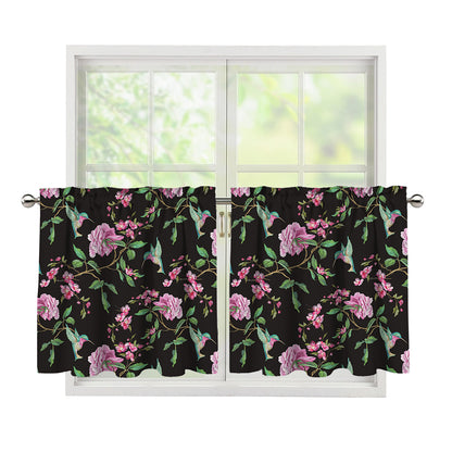 Vintage Floral Hummingbird Print Tier Curtains