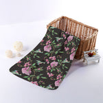 Vintage Floral Hummingbird Print Towel