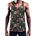 Vintage Floral Hummingbird Print Men's Workout Tank Top