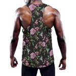 Vintage Floral Hummingbird Print Training Tank Top